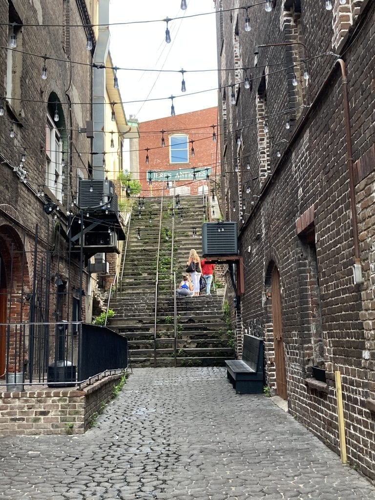 A walk down Savannah's historic steps to get to River Street