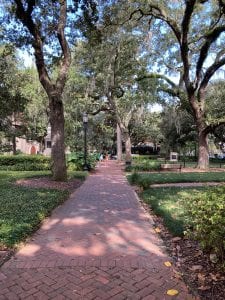 Walking through one of Savannah's historic public squares