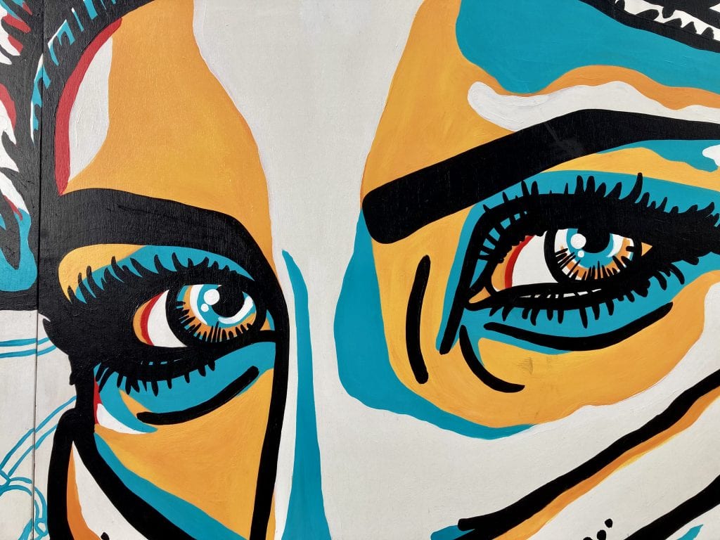Expressive eyes mural at the Gulch, Nashville