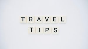 White background with the words "Travel tips"